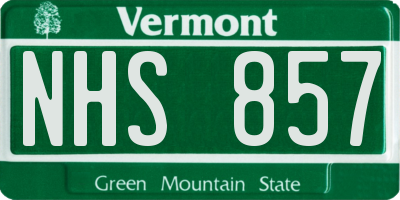 VT license plate NHS857