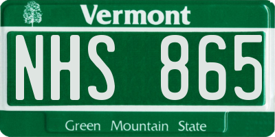 VT license plate NHS865