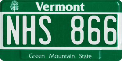 VT license plate NHS866