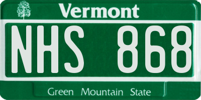 VT license plate NHS868
