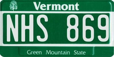 VT license plate NHS869