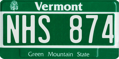 VT license plate NHS874