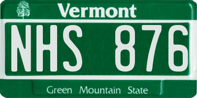 VT license plate NHS876