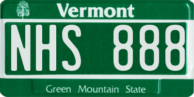 VT license plate NHS888