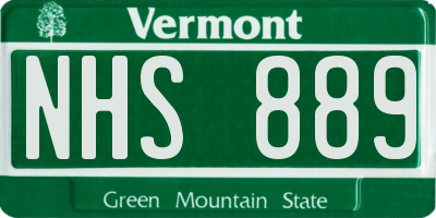 VT license plate NHS889