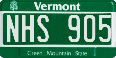 VT license plate NHS905