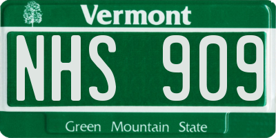 VT license plate NHS909
