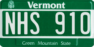 VT license plate NHS910