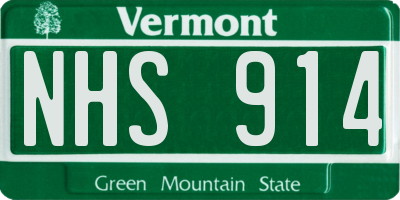 VT license plate NHS914