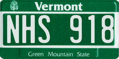 VT license plate NHS918