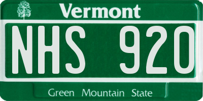 VT license plate NHS920
