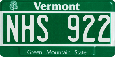 VT license plate NHS922