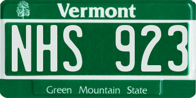 VT license plate NHS923