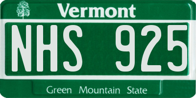 VT license plate NHS925