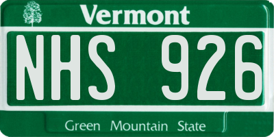 VT license plate NHS926