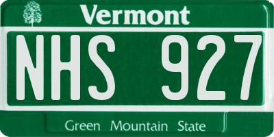 VT license plate NHS927