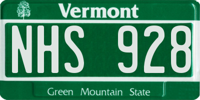 VT license plate NHS928