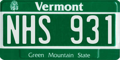 VT license plate NHS931