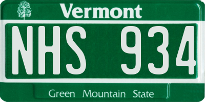 VT license plate NHS934