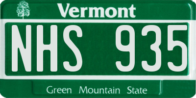 VT license plate NHS935