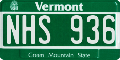VT license plate NHS936