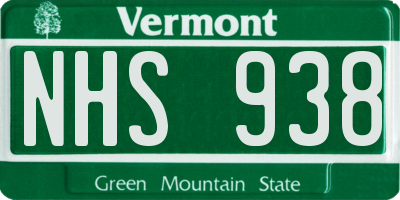 VT license plate NHS938