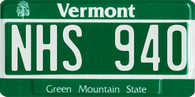VT license plate NHS940