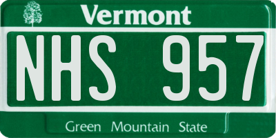 VT license plate NHS957