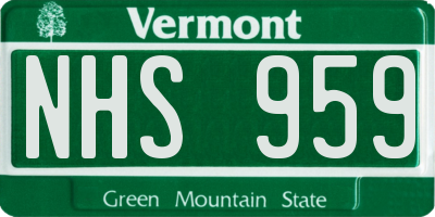 VT license plate NHS959