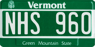 VT license plate NHS960