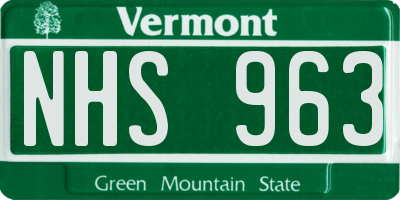 VT license plate NHS963