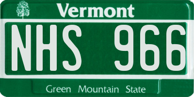 VT license plate NHS966