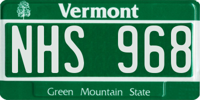 VT license plate NHS968
