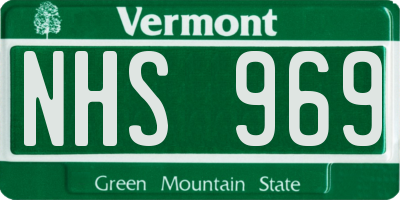 VT license plate NHS969