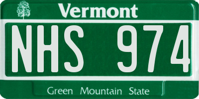 VT license plate NHS974