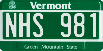 VT license plate NHS981
