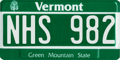 VT license plate NHS982