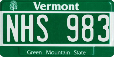 VT license plate NHS983