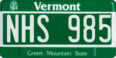 VT license plate NHS985