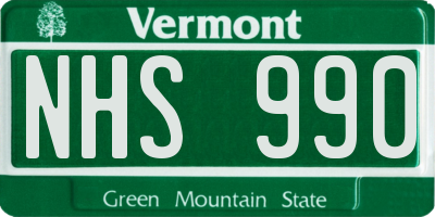 VT license plate NHS990