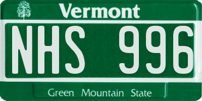 VT license plate NHS996