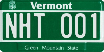 VT license plate NHT001