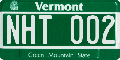 VT license plate NHT002