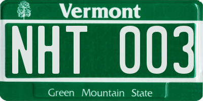 VT license plate NHT003