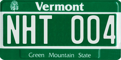 VT license plate NHT004