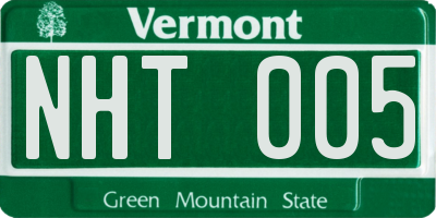 VT license plate NHT005