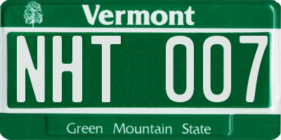 VT license plate NHT007