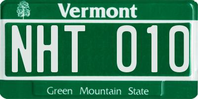 VT license plate NHT010