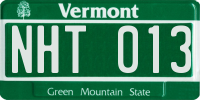 VT license plate NHT013