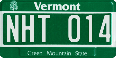 VT license plate NHT014